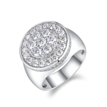 Luxury Streetwear Moissanite Ring – 925 Silver, Unisex Band