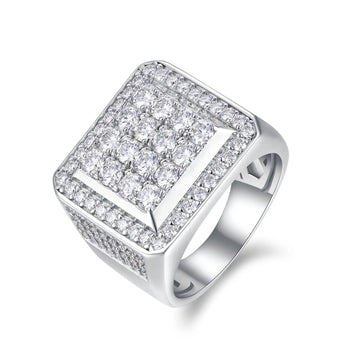 Luxury Moissanite Square Ring – 925 Silver Platinum/Gold Plated
