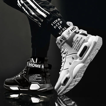 Men’s High Top Leather Sneakers Casual Non-Slip Shoes