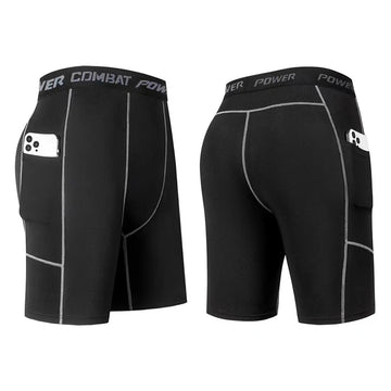 Men’s Quick-Dry Compression Shorts with Pocket – Sports Base Layer