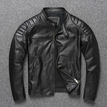 Men’s 2025 Cowhide Leather Motorcycle Jacket