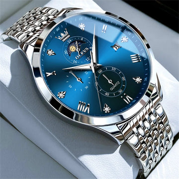 Stylish Men’s Quartz Watch – Moon Phase & Chronograph