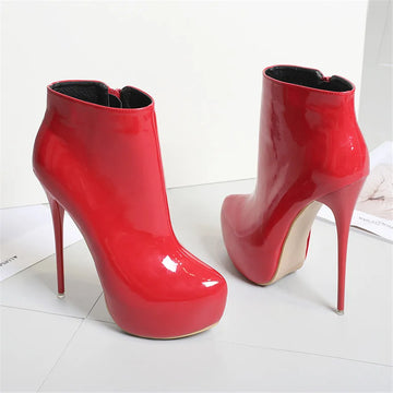 2025 Patent Leather Women Boots Platform High Heels