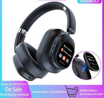 Hybrid Wireless Headphones – Bluetooth 5.3, ANC, LED Touchscreen