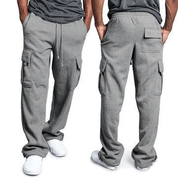 Men's Straight Fit Sweatpants – Oversized Joggers with Multi Pockets