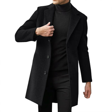 2025 Men’s Wool Blend Trench Coat Casual Business Overcoat