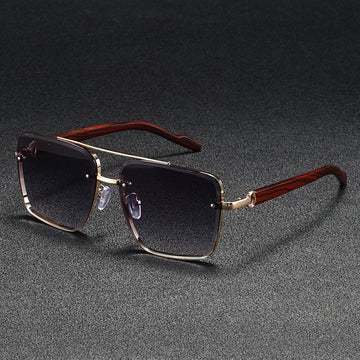 Luxury Square Sunglasses – Vintage Wooden Style UV400 Eyewear