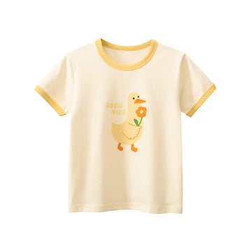 Girls Duck Print Summer T-Shirt – Cotton Short Sleeve Tee for Toddlers & Kids