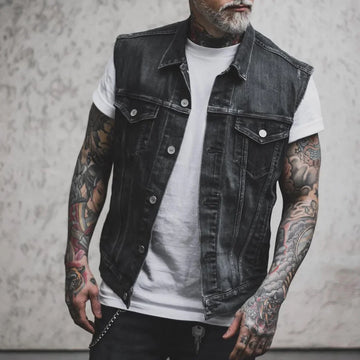 Men’s 2024 Denim Sleeveless Vest Jacket