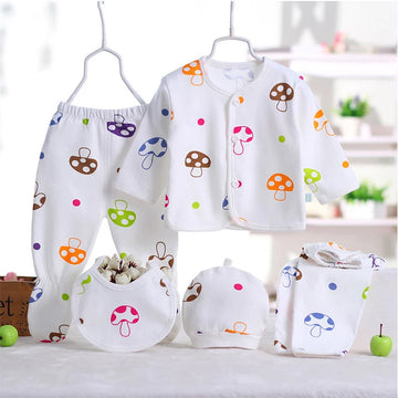 5-Piece Baby Cotton Set Newborn Girls Boys Casual Outfit