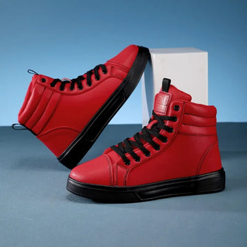 Unisex Red High Top Sneakers Leather Skate Shoes 2025