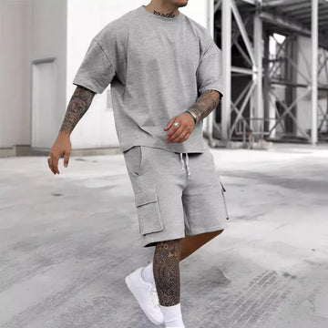 Men’s Summer T-Shirt and Utility Shorts Set