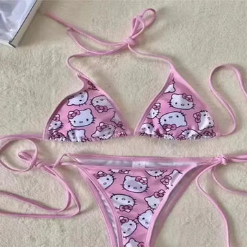 Women’s Kawaii Y2K Bikini Set – Cartoon Print Swimwear