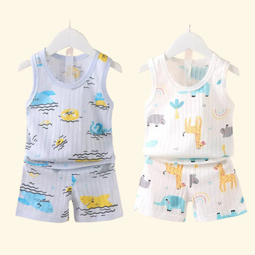 Baby Cotton Summer Clothes Kids T-shirt Vest & Shorts Set