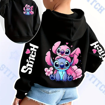 2025 Disney Stitch & Angel Kids Hoodie Cartoon Sweatshirt Pullover