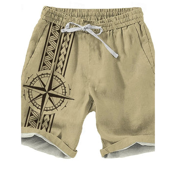 Men’s Beach Shorts 2025 Compass 3D Print Summer Pants