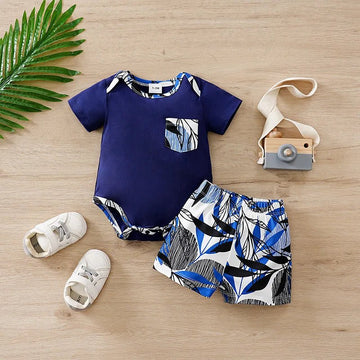 0-18M Summer Baby Short-Sleeve Outfit Set