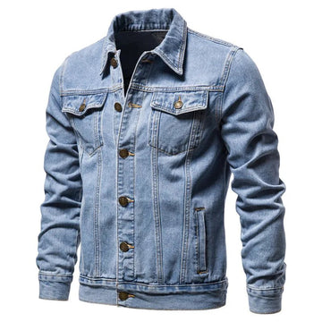 2025 Autumn Men’s Solid Denim Jacket Slim Fit Jeans Coat