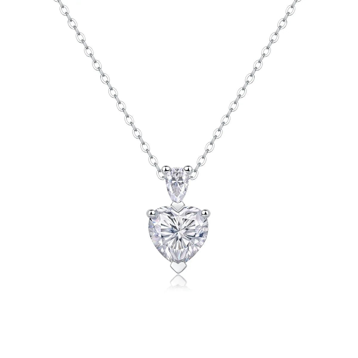 2ct Moissanite Heart Necklace – 18K Gold Over 925 Silver