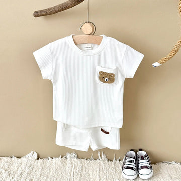 2PCS Baby Clothes Set with Bear Tee and Shorts