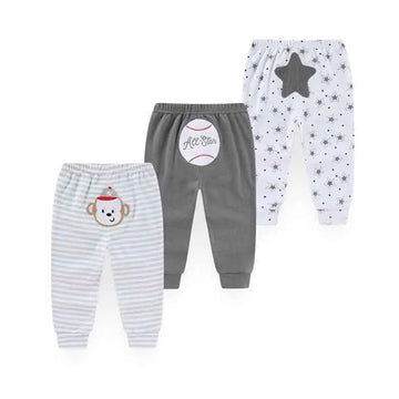3PCS Baby Pants Set – Cotton Leggings 0-24M