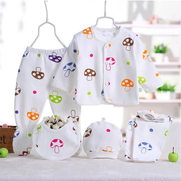 5-Piece Baby Cotton Set Newborn Girls Boys Casual Outfit