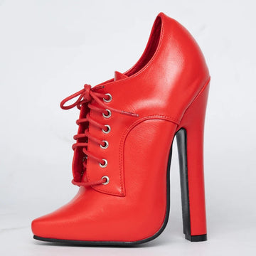 6 Inch High Heel Lace Up Pointy Toe Pumps