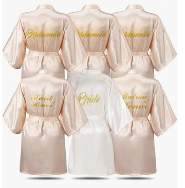 6-Piece Bridesmaid Satin Robe Set – Elegant Bridal Party Gift