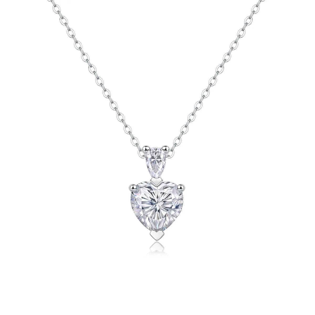 2ct Moissanite Heart Necklace – 18K Gold Over 925 Silver