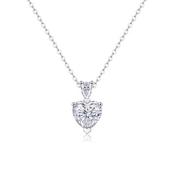 2ct Moissanite Heart Necklace – 18K Gold Over 925 Silver