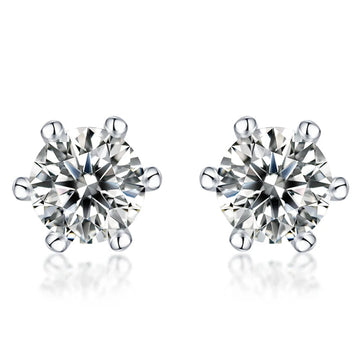 Moissanite Round Stud Earrings – 925 Silver Gold-Plated