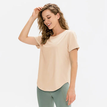 Women’s Short Sleeve Yoga Top – Loose Fit Quick-Dry Sports T-Shirt