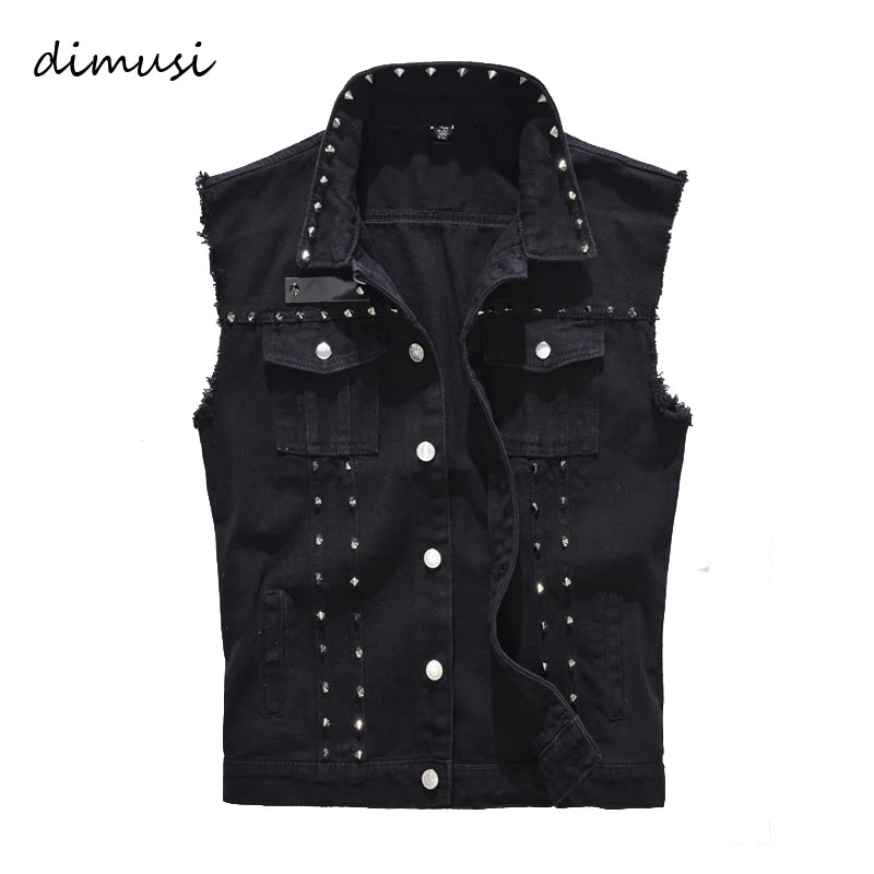 Men’s Vintage Black Denim Sleeveless Vest