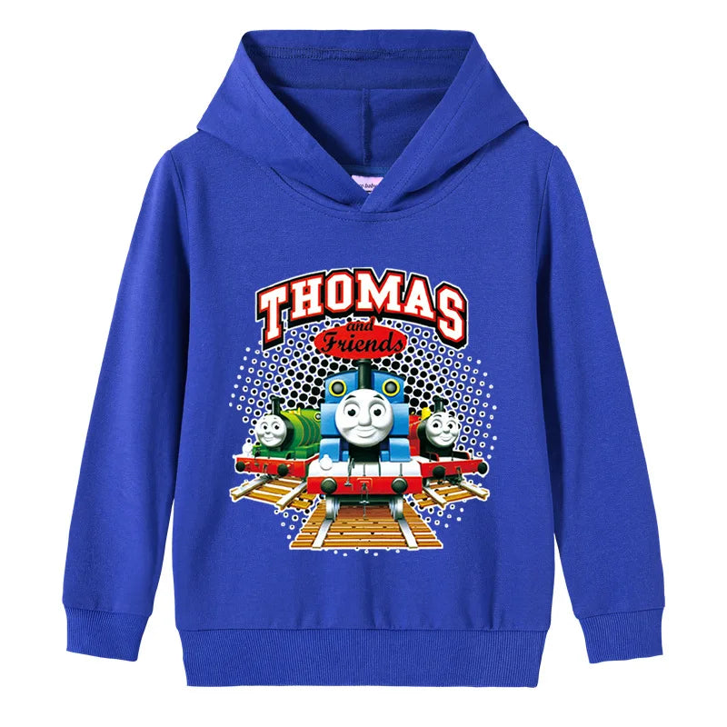 Thomas & Friends Boys Hoodie – Pure Cotton Cartoon Pullover Sweater for Kids