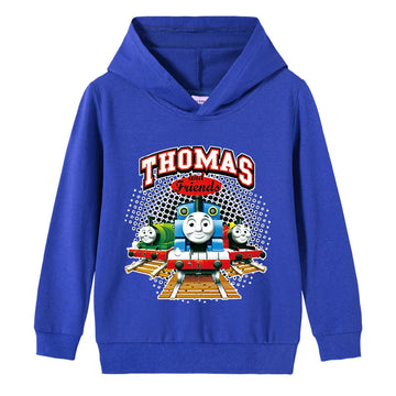 Thomas & Friends Boys Hoodie – Pure Cotton Cartoon Pullover Sweater for Kids