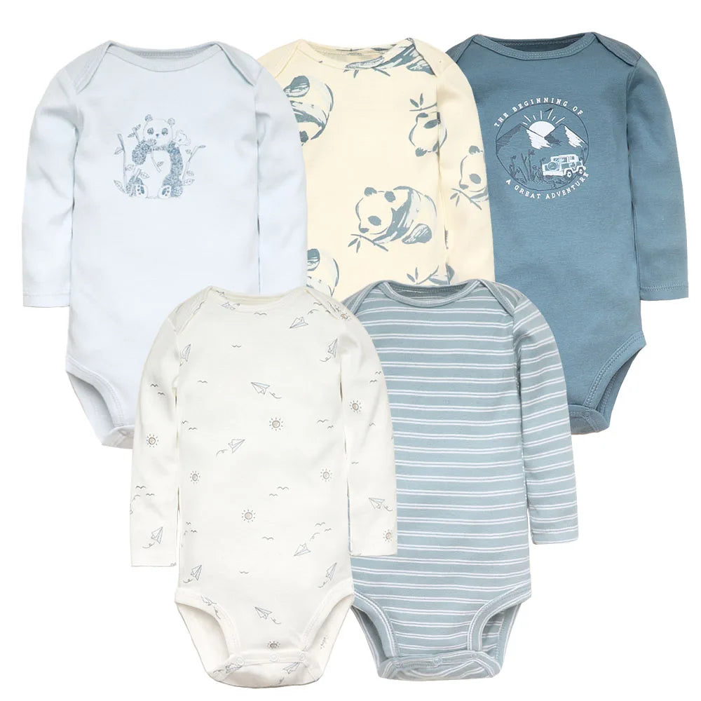 5PCS Baby Cotton Bodysuits Set