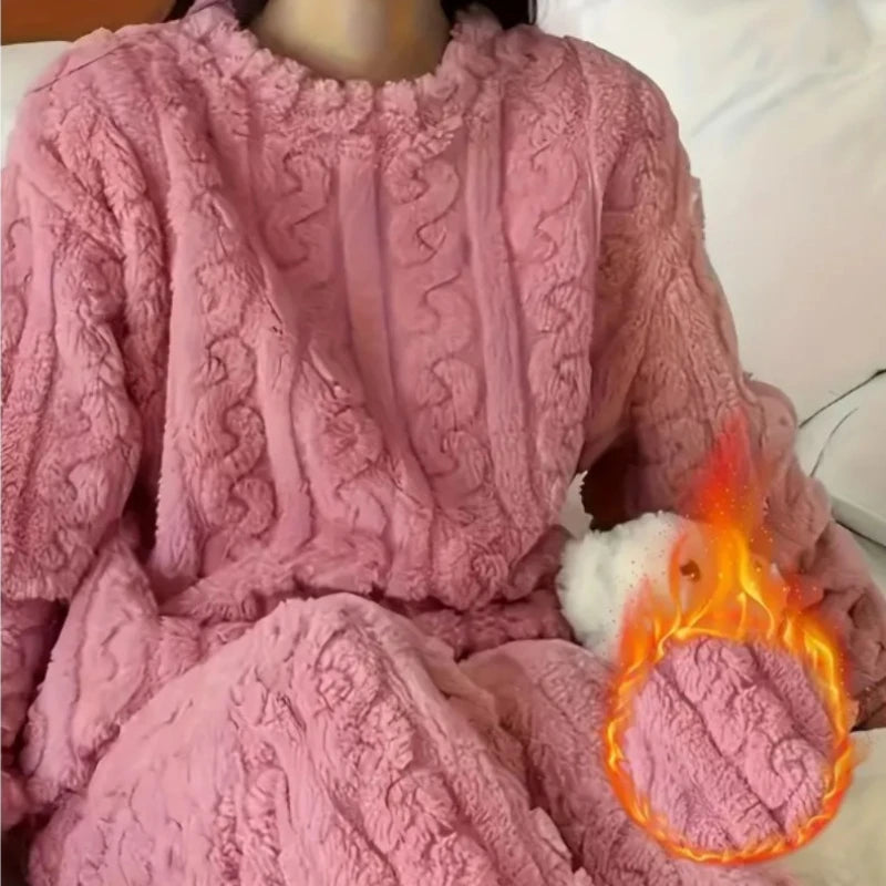 Women’s Coral Velvet Winter Pajama Set – Cozy Loungewear & Gift Idea