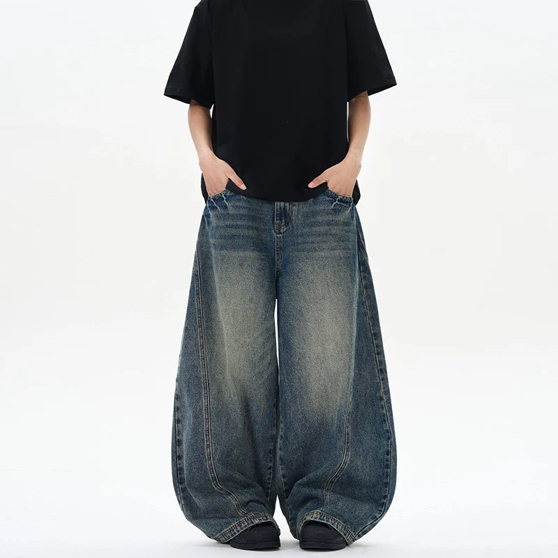 Men’s 2025 Oversized Wide Leg Patchwork Jeans