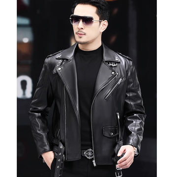 Men’s Faux Leather Motorcycle Bomber Jacket