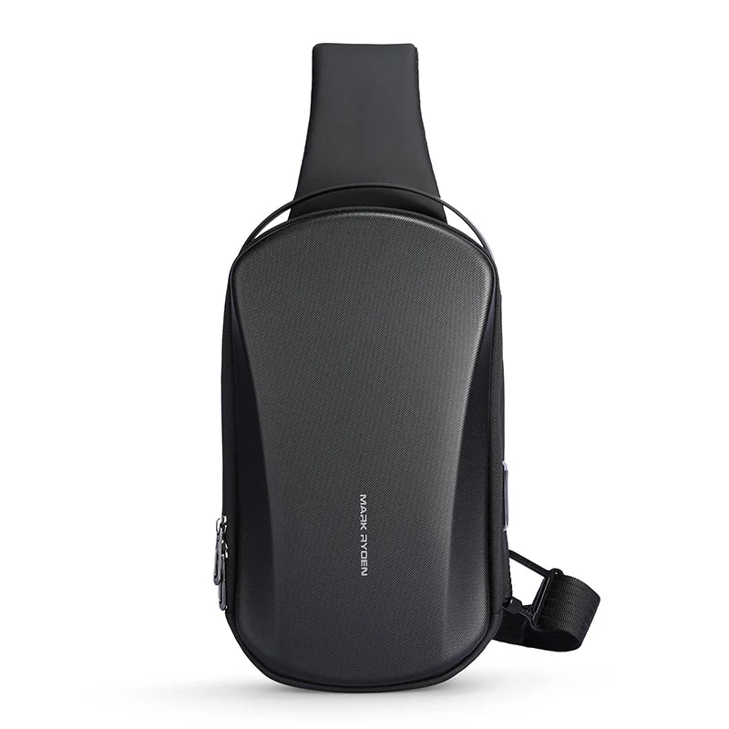 Hard-Shell Waterproof Crossbody Bag with USB Port – Daily Unisex Shoulder Bag