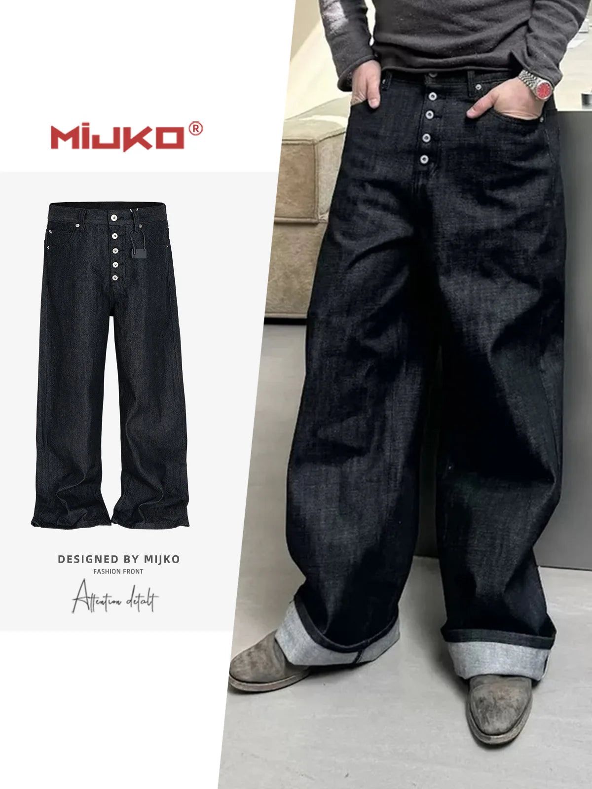 MIJKO High Street Cleanfit Dark Blue Jeans