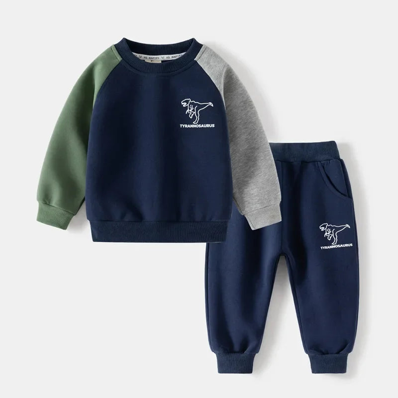 Kids Color Patchwork Tracksuit Boys Two-Piece Set