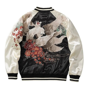 Men Boys Sukajan Souvenir Jacket Embroidered Bomber