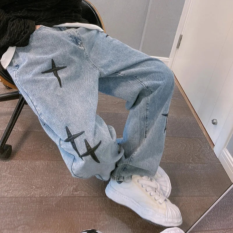 Boyfriend Vintage Loose Wide-Leg Cargo Jeans