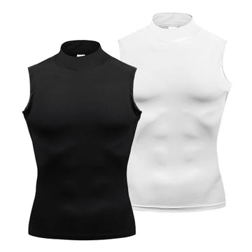 Men’s Compression Turtleneck Gym Tank Top – Sleeveless Sports Vest