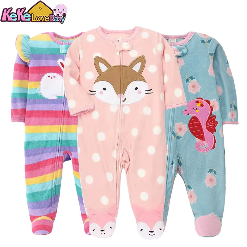 Baby Girl Romper – Fleece Animal Jumpsuit