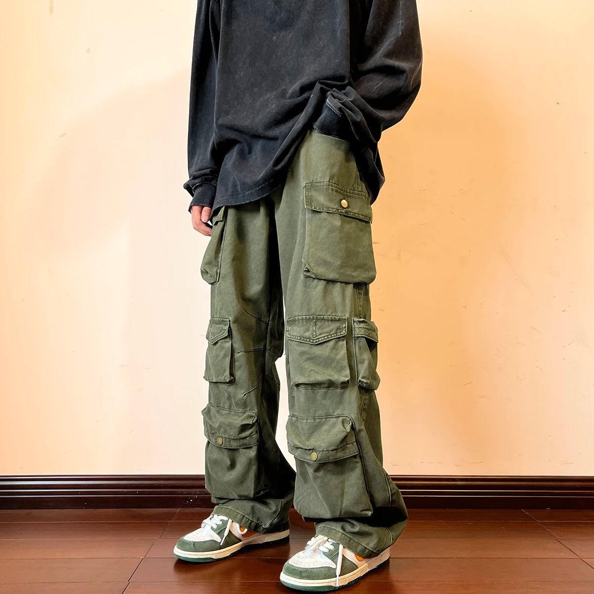Men's Cargo Pants – Vintage Harajuku Wide Leg Streetwear Trousers