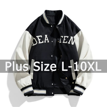Plus Size Men’s Varsity Jacket Baseball Coat 8XL–10XL