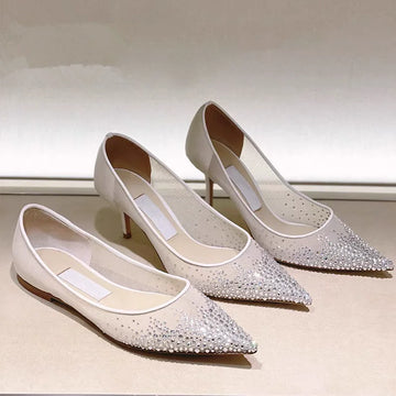 Spring Autumn 2025 Mesh Pointed Stiletto Heels