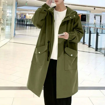 Men’s Long Trench Coat Hooded Streetwear